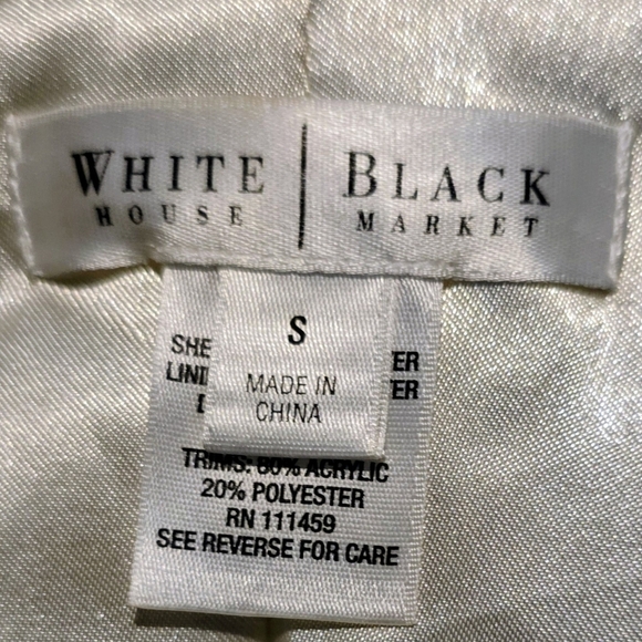 White House Black Market Black White Down Teddy Jacket - Picture 7 of 8